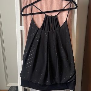 Blouson top with metallic dot